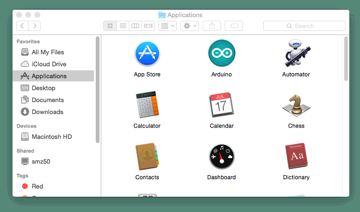 نسخ تطبيق أردوينو IDE إلى مجلد التطبيقات (Applications) في أنظمة OS X.