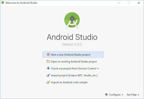 Getting Started Android Studio Welcome Windows