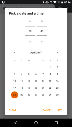 لقطة لكيفية عرض الحقل datetime-local في متصفح Firefox على هواتف أندرويد.